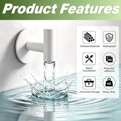 Heavy Duty White Towel Hooks, Stainless Steel Adhesive Coat Hooks for Bags, Towels, Robes, Hats, Aprons – No Drill Bathroom, Kitchen, Hotel Wall Hooks (2 Pack) - color: White, size: Adhesive "T" Shape- 2 Pack