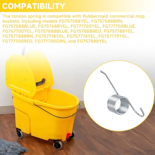 (2-Pack) Large 8-Loop Commercial Mop Bucket Wringer Spring Compatible with Rubbermaid Mop Bucket Side-Press Wringer Torsion Spring Replacement Parts For FG757588YEL, FG757588BRN, FG757588BLUE