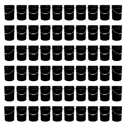 ePackageSupply 5 Gallon Bucket - Food Grade Bucket, Metal Handle Grip, BPA-Free, Heavy-Duty 90 Mil HDPE Plastic Pail, Stackable Utility Container, Made in USA, Lid Not Included, Black, 60 Packs - color: Black, size: 60 Packs