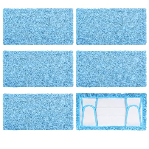 Reusable Mop Pad for Swiffer Sweeper Mop, 12.5'' Microfiber Mop Pad Refill Washable for Hard Floor Baseboard Cleaning, Wet/Dry Cleaning Pad, 6 Pack - color: 6 Pack-blue Wet Dry Pad