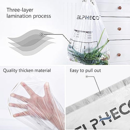 ELPHECO 2.5 Gallon Trash Bags │ 15 Liters Drawstring Garbage Bags │ Small Trash Bags For Bathroom Office Living Room Use │ Suitable For 1.5-4 Gallon Trash Can │ 18"×20" │ 180 Count / 18 Rolls │ A