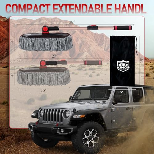 Car Duster Exterior Scratch Free - Microfiber Car Brush with Extendable Handle (27-36'') - Soft Auto Dusting Tool for Pollen & Dust Removal on SUV, Truck, RV & Motorcycle(Wax-Free Design) - color: Grey6