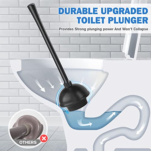 Toilet Plunger and Brush, Bowl Brush and Heavy Duty Toilet Plunger Set with Ventilated Holder, 2-in-1 Bathroom Cleaning Combo with Modern Caddy Stand for 5.7-inch Toilet Drain(Black, 2 Set) - color: Black