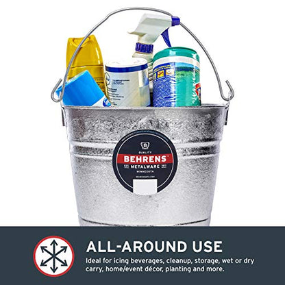 Behrens 1214 Hot-Dipped Galvanized Steel Utility Pail, 14-Quart, Gray - size: 14-Quart, style: Hot Dipped