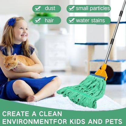 Lallisa 2 Pcs Commercial Mop Head Replacement 18 Oz Tube Microfiber Mop Heads for Floor Cleaning Industrial Mop Heads Looped End Wet Mop Head Refill for Home Commercial Industrial Use (Green) - color: Green