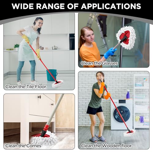 Baderke 3 Pack Chenille Mop Heads Replacements Compatible with 1 Tank System Chenille Duster Replacement Heads Microfiber Spin Mop Refill Pads Reusable Dust Refills for Floor Cleaning (White) - color: White