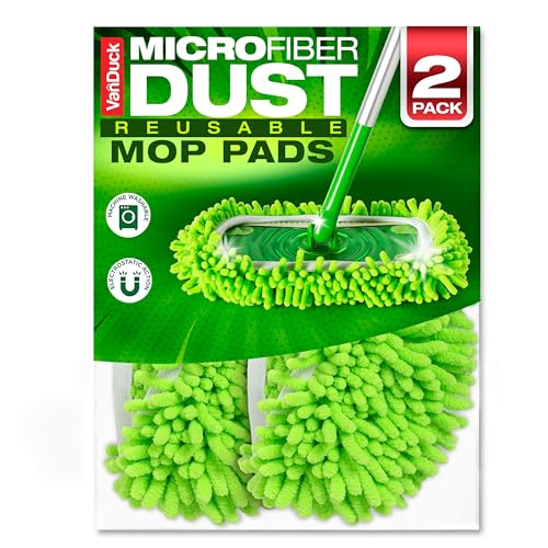 VanDuck Reusable Microfiber Dust Mop Refill for Swiffer Sweeper (2-Pack) | Mop not included, reusable microfiber floor duster, pet hair & dust replacement pads - color: Dry Duster (Green), size: 2 Count (Pack of 1)