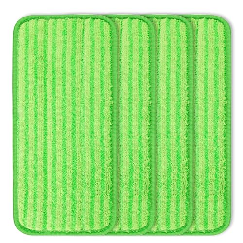 Reusable Mop Pad Wet Jet Refills Compatible with Swiffer WetJet Mop, 4 Pack Wet Jet Pads, Microfiber Mop Pad Refills for Floor Mopping and Cleaning, Wet & Dry Use for Swiffer Wet Jet Pads - color: 4 Green, size: 4