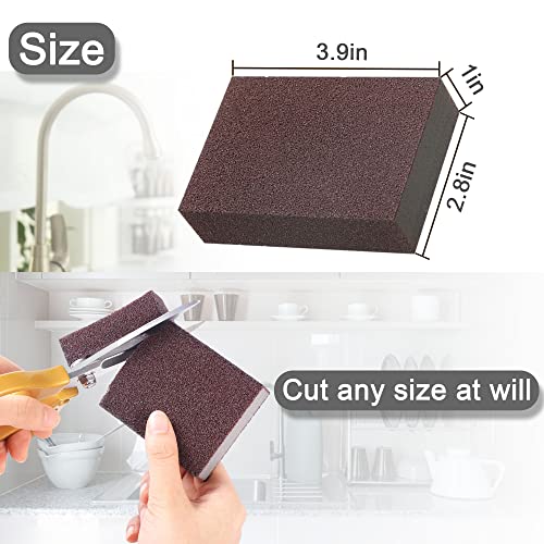 Krisler 8pc Carborundum Sponge Nano Emery Sponges Caspian Stone Pot Clean Brush Rust Eraser Grit Scouring Pads Pot Cleaning Pads with Carborundum Washing Kitchen Cleaner Tool(thickness-1inch) - size: Brown 1 Inch (Pack of 8)
