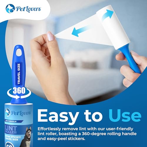 PetLovers Lint Rollers for Pet Hair Extra Sticky - Lint Remover for Clothes (2 Pack Travel Size) - size: 2 Pack Travel Size