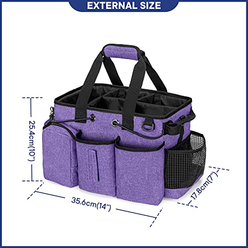 LoDrid Large Professional Cleaning Caddy with Detachable Divider, Supply Organizer with Handle and Shoulder Strap, Cleaning Bags for Housekeepers & Cleaners, Purple - color: Purple