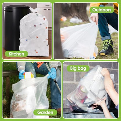 Teivio Large Clear Trash Bags 55-60 Gallon 75 Counts Fit 50,55,60,Gal All Purpose Garbage Bags, Extra Large Lawn and Leaf Bags Outdoor Trash Can Liner, Drum Liners, Workshops, Backyard