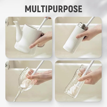 360° Flexible Silicone Bottle Brush with Long Handle, 2026 New Bottle Brush Cleaner Deep Cleaning Brush for Narrow Neck Bottles, Water Bottles and Travel Mugs (White-2PCS) - color: White-2pcs