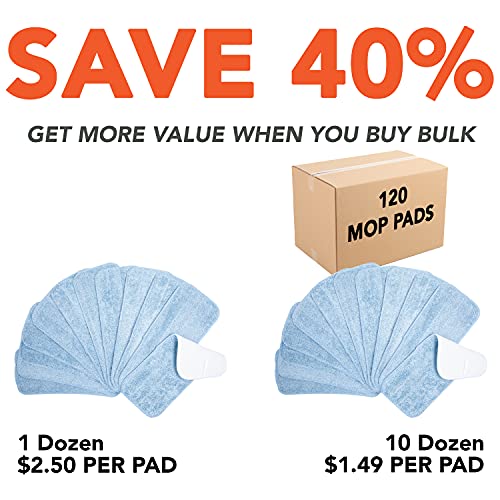 Arkwright Spray Mop Replacement Pads - (Case of 120) Bulk Microfiber Flat Dry and Wet Refill Mop Pads Floor Cleaning, Compatible with Bona and Rubbermaid, Fits All Mop Heads, 13 in, Blue - color: Blue, size: 13 Inch (Case of 120)