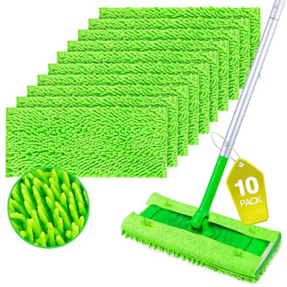 HOMEXCEL Microfiber Mop Pads Compatible with Swiffer Sweeper, 10 Pack | Reusable Machine Washable Pad Refills, Mop Head Replacements for Multi Surface Floor Cleaning