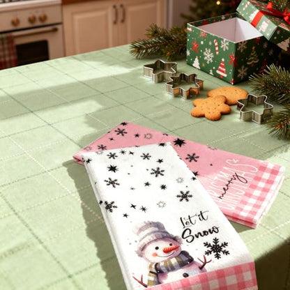 Snowman Xmas Trees Christmas Kitchen Towels Dish Towels, 18x26 Inch Daily Seasonal Winter Decoration Hand Towels Set of 4 - color: Snowman Four Pack