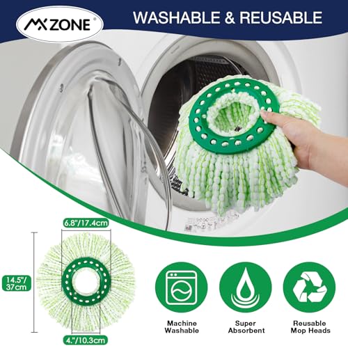 3 Pack Mop Head Replacement for Libman Tornado, Spin Mop Replacement Head ONLY Compatible with Libman, Easy to Replace, Machine Washable, Green and White (NOT for Old Version) - size: 3 Pack (Green)