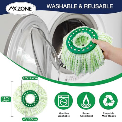 3 Pack Mop Head Replacement for Libman Tornado, Spin Mop Replacement Head ONLY Compatible with Libman, Easy to Replace, Machine Washable, Green and White (NOT for Old Version) - size: 3 Pack (Green)