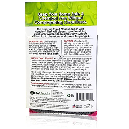 Nano Sponge Cleaning Sponges. Supersized Everyday Heavy Duty Household Kitchen and Dish Sponge. 2 Pack. 4.5 x 3 - size: 4.5x3 Inch (Pack of 2)