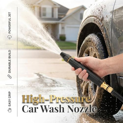 Heavy Duty Adjustable Hose Nozzle, High Pressure Water Spray Nozzle with Leak-Resistant Design, Metal Garden Hose Sprayer for Car Washing, Lawn Care, Patio Cleaning, and Garden Watering (Black 3 pcs) - color: Black 3 pcs