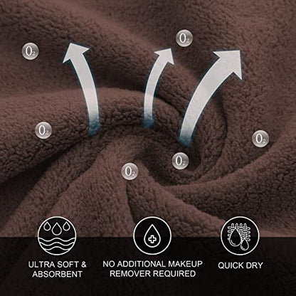MOONQUEEN Microfiber Facial Cloths Fast Drying Washcloth 12 Pack - Premium Soft Makeup Remover Cloths - Wood Brown - color: Wood Brown, size: 12x12 Inch (Pack of 12)