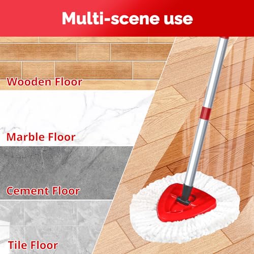 O-Cedar Spin Mop Head, Base, Handle Replacement for EasyWring 1 Tank System, 4 Microfiber Mop Refills, 1 Base and 30-58in Handle Set Combo, White - color: White