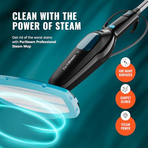 PurSteam Professional Steam Mop | Multi-Surface Floor Cleaner for Hardwood, Tile, Laminate & Carpet | Fast Heating, Lightweight & Chemical-Free Cleaning - size: Steam Mop - Multi-Surface