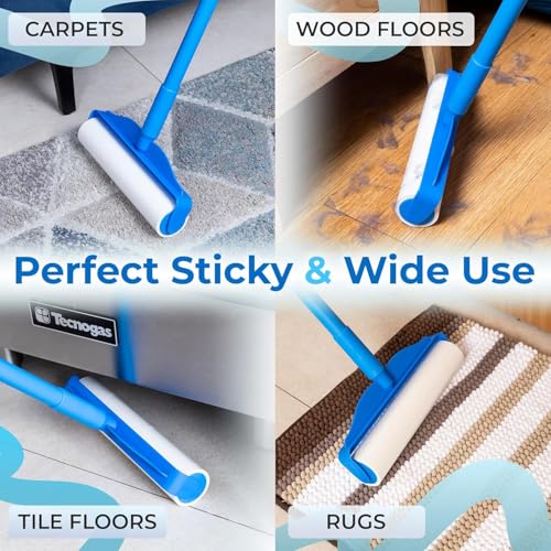 PetLovers Large Lint Roller with 3 Refills – 400 Total Sheets for Tackling Pet Hair, Extra Large Floor and Carpet Roller for Homes with Pets, Perfect for Floors, Furniture, and Loving Pet Owners - size: 4 Pack Floor Lint Roller