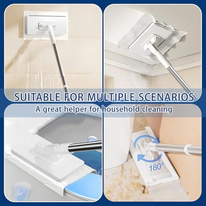 Snapy Gripl Minil Mopa Cleanc,2026 New Clipc Mopa Workss Bothl Dryy and Wetq Cleaning,Suitableba for cleaningba wardrobeba wallssa，Zero Touch Minil Mopa One-Touchh Clothh Replacementt (White) - color: White