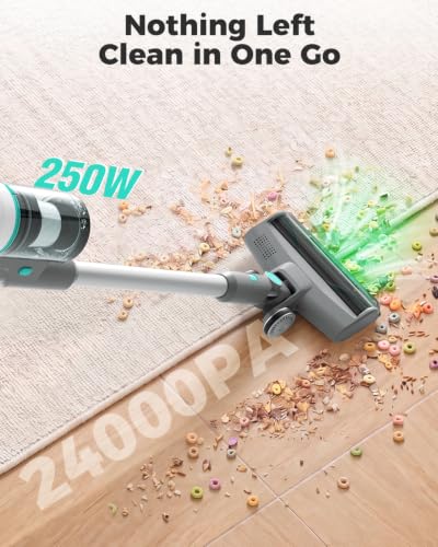 HAUSHOF Auto-Empty Cordless Stick Vacuum, 24KPa Suction, Zero Tangle Brush, 4-Layer HEPA Filtration, Vacuum Cleaner for Home, Pet Hair & Hardwood Floor