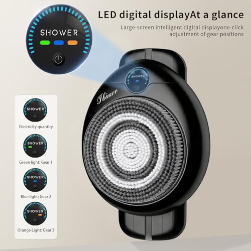 Electric Back Scrubber for Shower - Wall Mounted Exfoliating Brush, Hands-Free Automatic Body Scrubber, IPX7 Waterproof, 3-Speed Adjustment, 3 Replaceable Heads with Dry Brush (Black) - color: Black