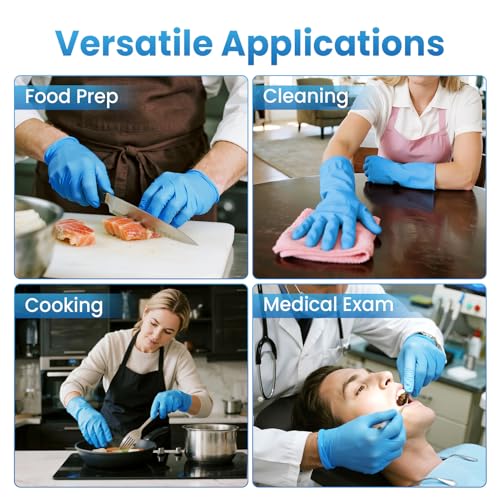 Borje Nitrile Exam Gloves Small, 100 Count Disposable Gloves, Blue, Latex-Free Powder-Free, Food Safe, Cooking, Cleaning - size: Small, style: Blue of 100