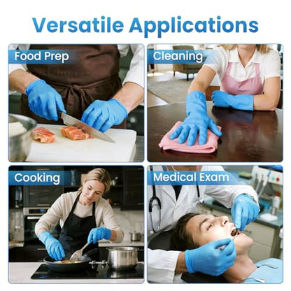 Borje Nitrile Exam Gloves Small, 100 Count Disposable Gloves, Blue, Latex-Free Powder-Free, Food Safe, Cooking, Cleaning - size: Small, style: Blue of 100