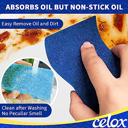 CELOX 12 Pack Non-Scratch Dish Sponge, Dual Sided Kitchen Sponges for Dishes, Long Lasting Dishwashing Household Cleaning Sponges for Kitchen, Easy to Dry and Reusable - color: Blue and Blue - S