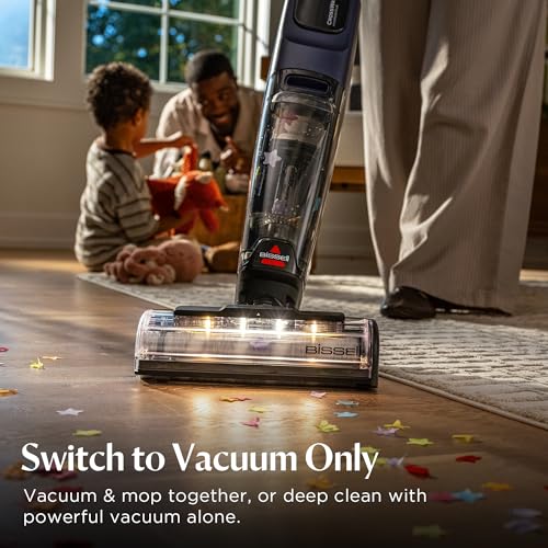 Bissell CrossWave HydroScrub Cordless Wet Dry Vacuum Mop, Floor Cleaner with ZeroGap Edge Cleaning & FurFinder Headlights, 45-Minute Runtime for Hard Floors & Area Rugs, 4275F - style: CrossWave HydroScrub