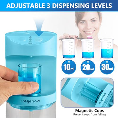 ZOFGENOW Automatic Mouthwash Dispenser for Bathroom,Bathroom Accessories 19.4 Fl Oz Dispensers with Magnetic Cups,Wall Mounted Dispenser,Suitable for All Age Groups,Blue - color: Blue