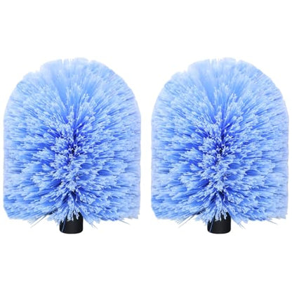 2 Pack Big Cobweb Duster Head Twist-On Spider Web Fuster for Outdoor & Indoor Web Cleaning // Fits Standard 3/4 Inch Threaded Poles // Cobweb Duster Brush Head Only - Bule