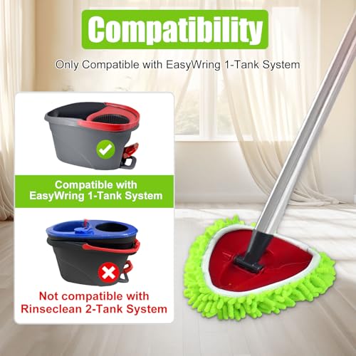 4 Pack Mop Replacement Heads Compatible with Ocedar EasyWring Spin Mop 1 Tank System Wet-Dry Chenille Mop Pad for EasyWring Mops Cloth Reusable Household Floor Cleaning and Machine Washable