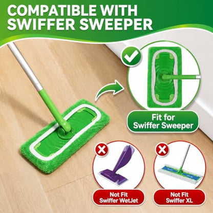 8 Pack Reusable Microfiber Mop Pads Replacement Compatible with Swiffer Sweeper, Machine Washable Mop Pads Refills for Wet & Dry Floor Cleaning, Mopping Cloths Fits Hardwood, Marble, Tile & Laminate - size: 8PC–Value Pack