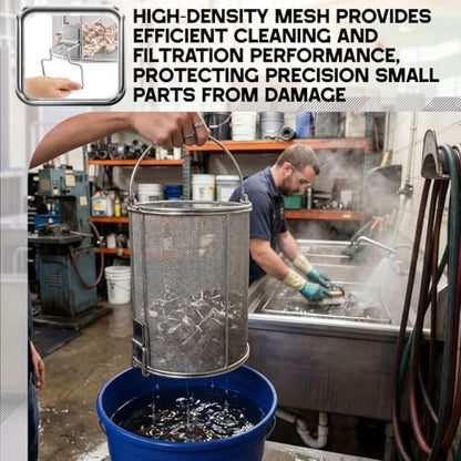 1 Pcs 1/32″ Mesh 5 Gallon Dip and Drain Stainless Steel Part Cleaning Strainer Basket for Buckets, Swing Handle, for Mechanics, Auto Parts Washing, Shop & Home Workshop, Bucket Not Included - size: 5 Gallon,1/32″