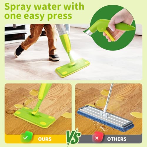 Kids Spray Mop, Fun & Functional Toddler Mop Cleaning Set,Real Working Mini Mop, Pretend Play Toy –Includes Spray Bottle,Washable Microfiber Pads, Montessori Kids Cleaning Toy Set -Green - size: Spray Mop, style: Green