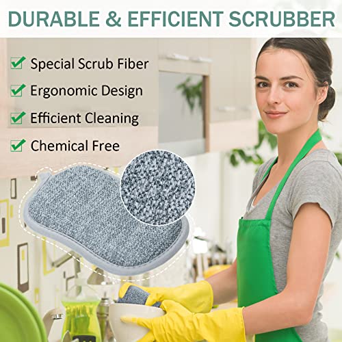 24 Pack Multi Purpose Scrub Sponges Non Scratch Microfiber Sponge Cleaning Dish Scrubber Reusable Dish Sponges for Washing Dishes Along with Heavy Duty Scouring Power (Gray) - color: Gray
