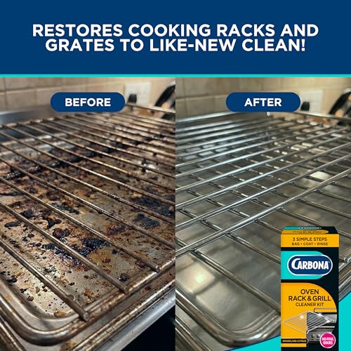 Carbona Oven Rack & Grill Cleaner Kit, Includes Bag & Gloves, Eliminates Thick Grease, Grime & Baked-On Food, Unscented Formula - size: 16.8 Fl Oz (Pack of 1)