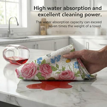 Waffle Kitchen Towels Set of 2 - Ultra Absorbent Quick Dry Dish Towels - Sustainable Reusable Cleaning Tea Towels - Lightweight Hand Towels for Kitchen & Bathroom, 16” x 28” (Plants) - style: Plants