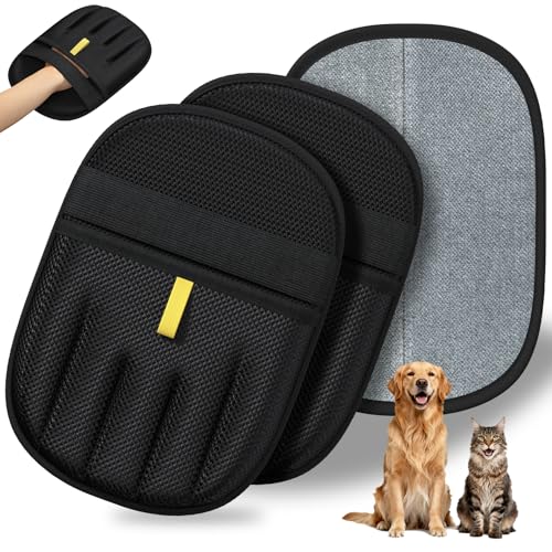 Pet Hair Removal, 2025 Newly Upgraded Five-Finger Electrostatic Pet Hair Removal Glove, Reusable Cat & Dog Hair Remover Tool for Clothing, Couch, Furniture, Carpet, Car Seat, Cat Grooming Glove -2 PCS - color: 2pcs-Black
