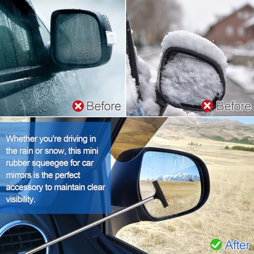 2 Pcs Car Mirror Wiper, 38.6in Handle Car Side Mirror Squeegee, Car Mirror Squeegee, Side Mirror Squeegee, Mini Squeegee for Rainy Foggy Weather