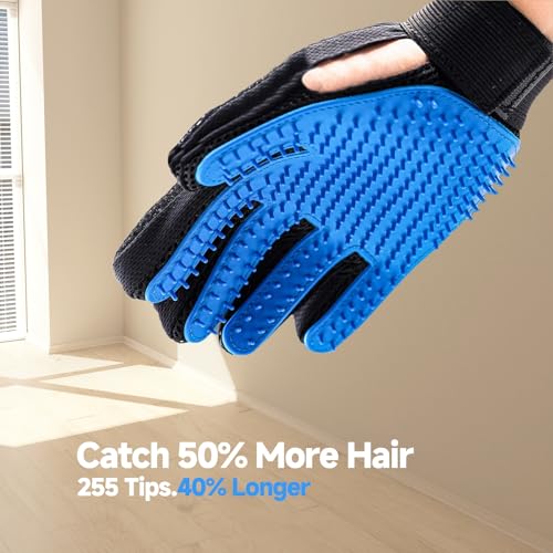 NVNAN Pet Hair Remover & Pet Grooming Gloves Set - Deshedding Brush for Cats/Dogs, Reusable Lint Roller Brush for Cats,Dogs - Furniture, Car, Couch, Clothes and Bedding - color: Hair removal roller + gloves