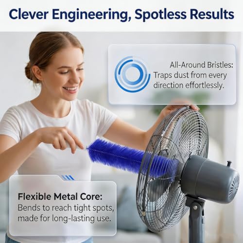 Bendable Microfiber Head, 2026 Upgraded Fan Cleaner Brush, Reusable Washable Dust Brush, 15.7in Flexible Cleaning Brush for Electric Fans Air Conditioning Home Car Vents Curtain (2Pcs-Blue) - color: 2pcs-blue