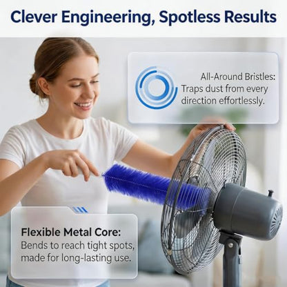Bendable Microfiber Head, 2026 Upgraded Fan Cleaner Brush, Reusable Washable Dust Brush, 15.7in Flexible Cleaning Brush for Electric Fans Air Conditioning Home Car Vents Curtain (2Pcs-Mix) - color: 2pcs-mix