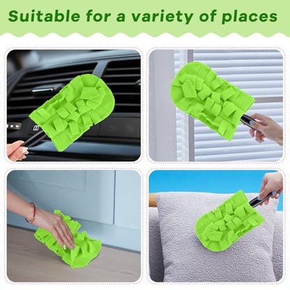 Zubebe 6 Pcs Duster Refill Reusable Fleece Duster Refills Feather Flat Dusters Multi Surface Washable Cleaning Pads Tools for Home, Blinds, Car, Pet, Furniture, Fans (Olive Green) - color: Olive Green